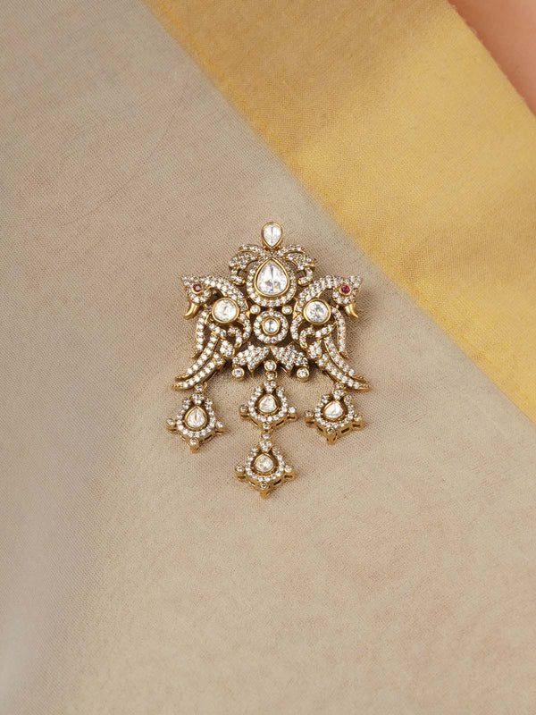Gold Plated Faux Diamond Brooch - MBRC17