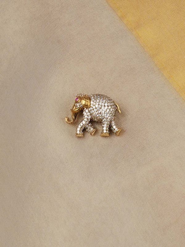 Gold Plated Faux Diamond Brooch - MBRC18