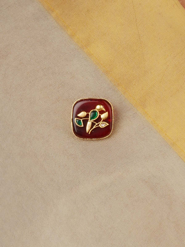 Jadau Kundan Gold Plated Brooch - MBRC25