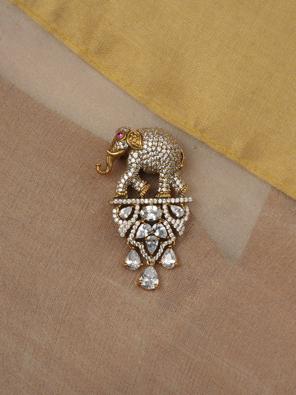 Gold Plated Faux Diamond Brooch - MBRC34