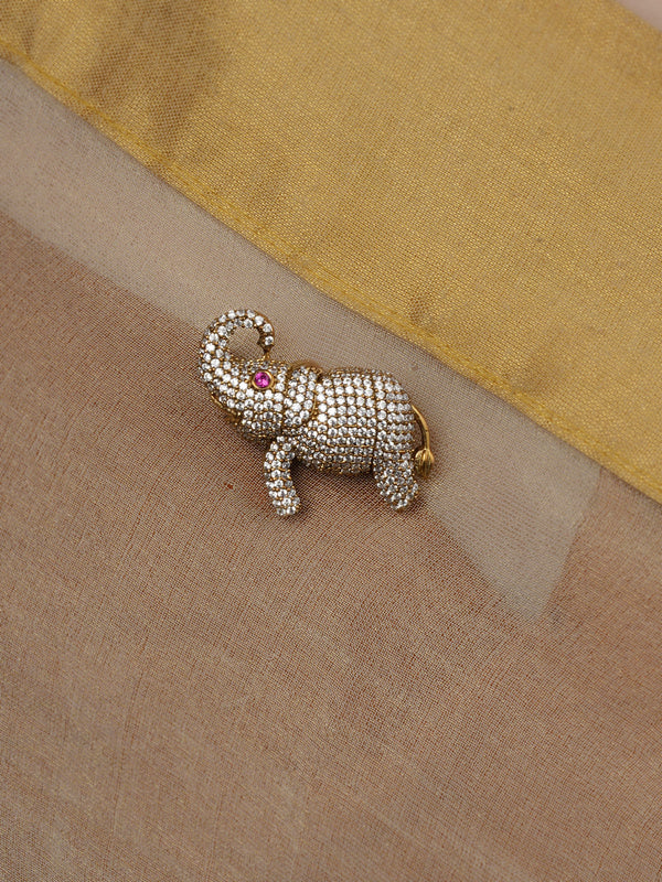 Gold Plated Jadau Kundan Brooch - MBRC36