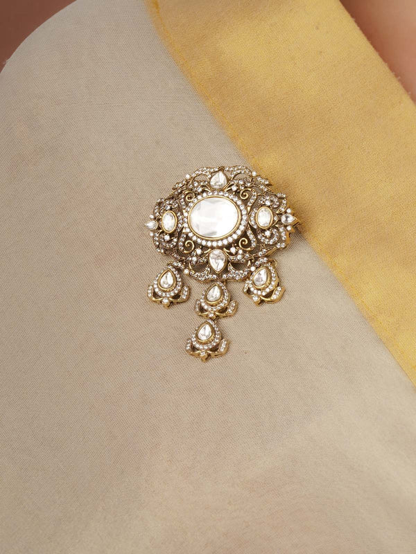 Gold Plated Faux Diamond Brooch - MBRC8