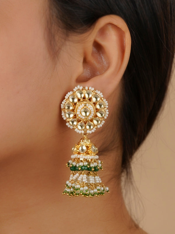 ME1123YA - White Color Gold Plated Jadau Kundan Earrings