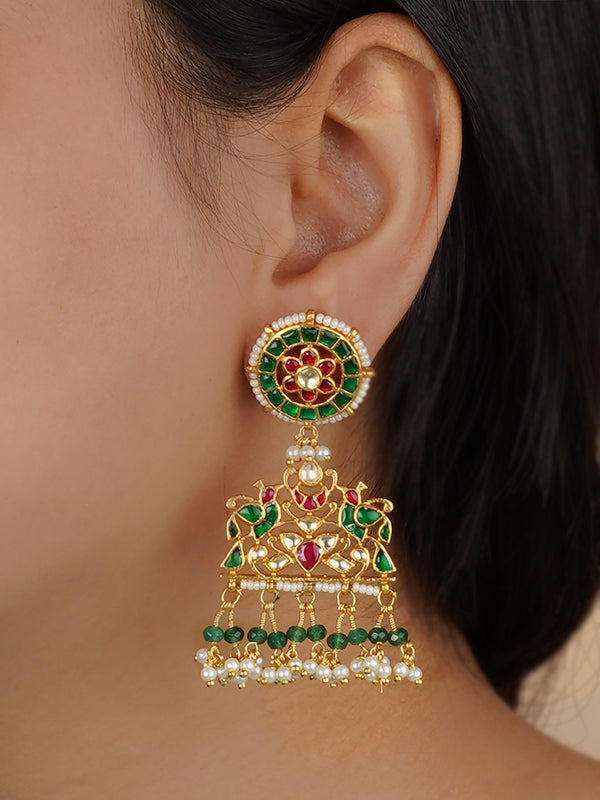 ME1124MA - Multicolor Gold Plated Jadau Kundan Earrings