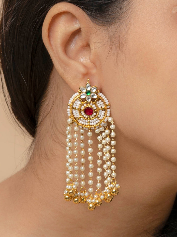 ME1131M - Multicolor Gold Plated Jadau Kundan Earrings