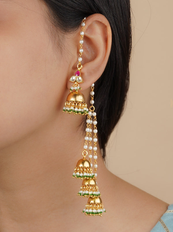 ME1132YP - Multicolor Gold Plated Jadau Kundan Earrings