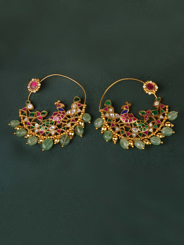ME1169M - Multicolor Gold Plated Jadau Kundan Earrings