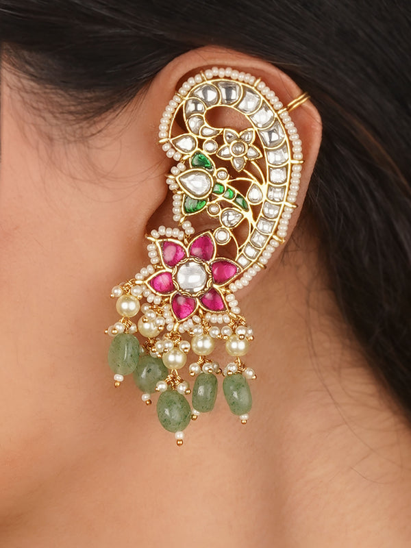 Multicolor Gold Plated Jadau Kundan Earrings - ME1177M