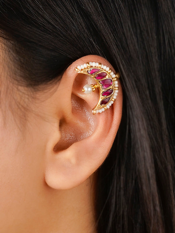 ME1185P - Pink Color Gold Plated Jadau Kundan Earrings