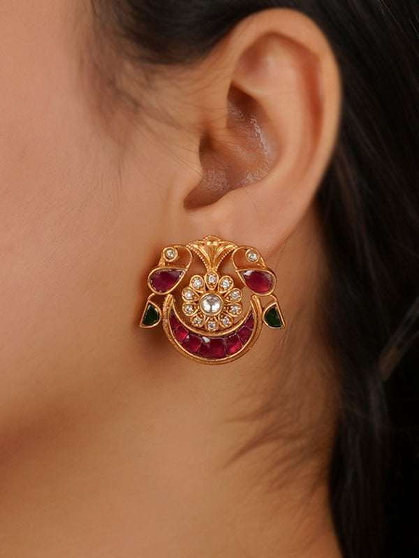 ME1210MA - Multicolor Gold Plated Jadau Kundan Earrings