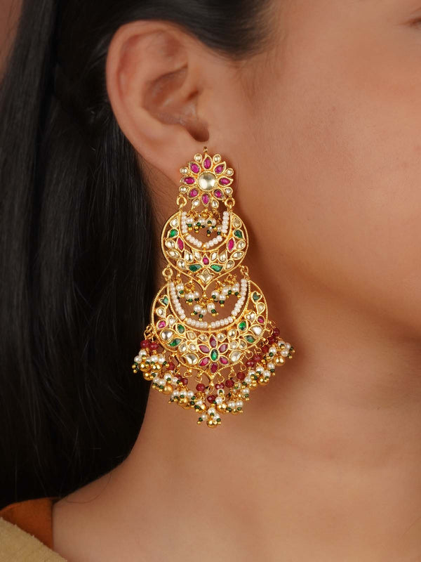 Gold Plated Jadau Kundan Earrings - ME1228