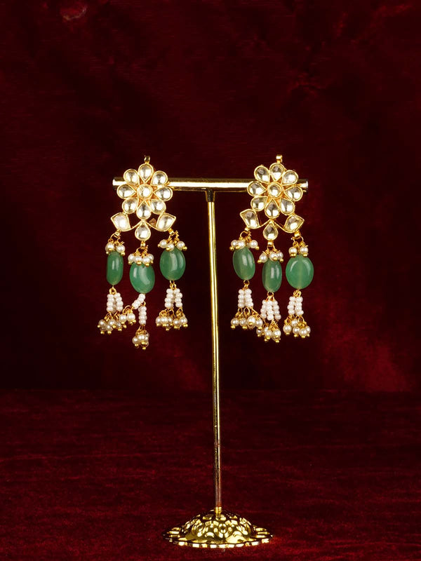 Gold Plated Jadau Kundan Earrings - ME1256