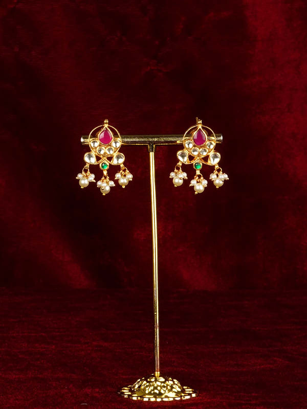Gold Plated Jadau Kundan Earrings - ME1258