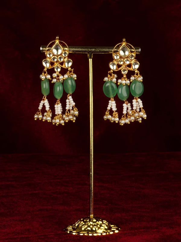 Gold Plated Jadau Kundan Earrings - ME1258