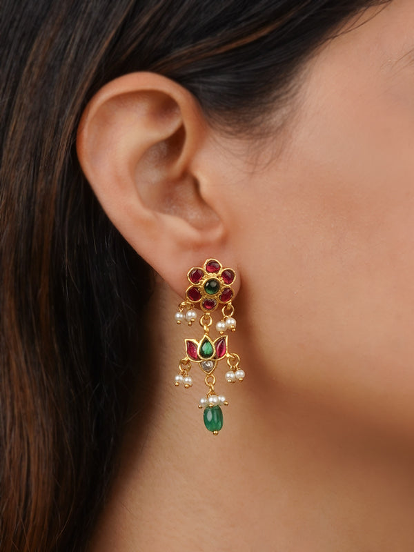 ME1265 - Gold Plated Jadau Kundan Earrings