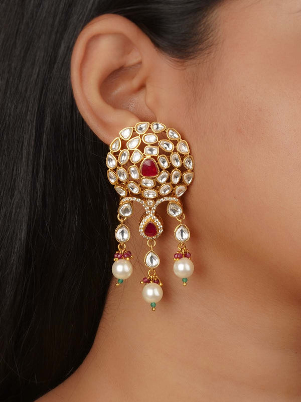 Gold Plated Jadau Kundan Earrings - ME1301