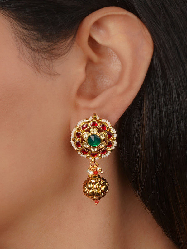 Gold Plated Jadau Kundan Earrings - ME1303