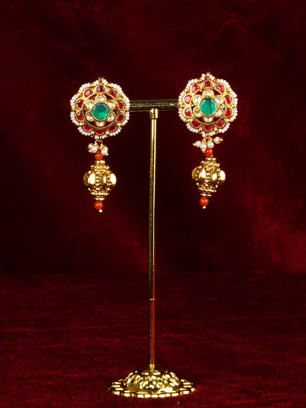 Gold Plated Jadau Kundan Earrings - ME1303