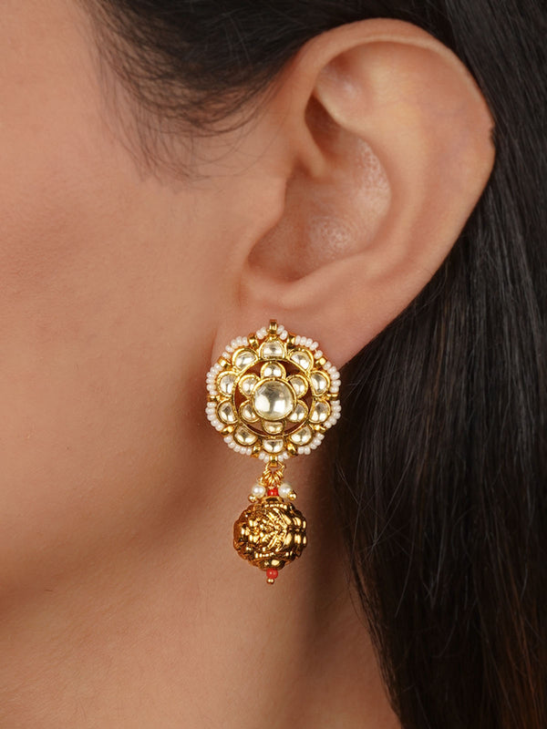 Gold Plated Jadau Kundan Earrings - ME1303