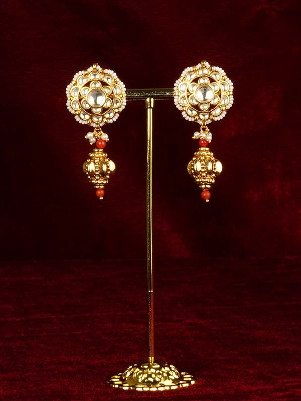 Gold Plated Jadau Kundan Earrings - ME1303