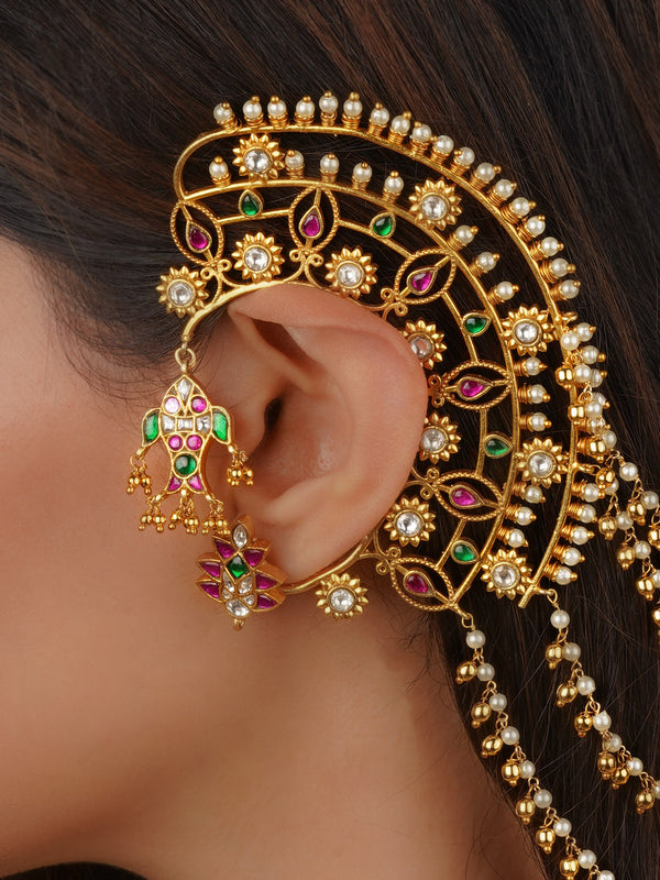 Multicolor Gold Plated Jadau Kundan Earrings - ME1320M