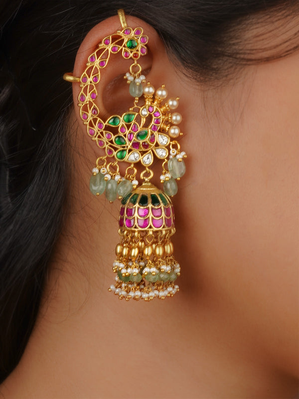 Multicolor Gold Plated Jadau Kundan Earrings - ME1326M