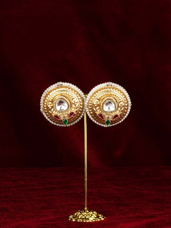 Multicolor Gold Plated Jadau Kundan Earrings - ME1357M