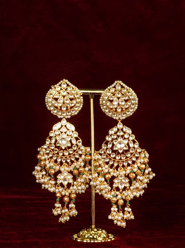 White Color Gold Plated Jadau Kundan Earrings - ME1364Y