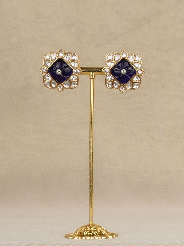 Blue Color Gold Plated Jadau Kundan Earrings - ME1382BL
