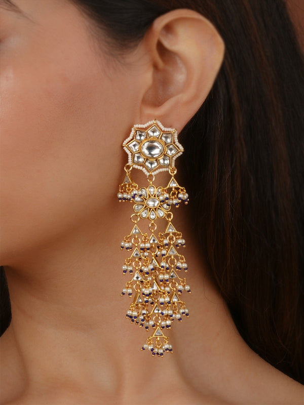 Gold Plated Jadau Kundan Earrings - ME1409