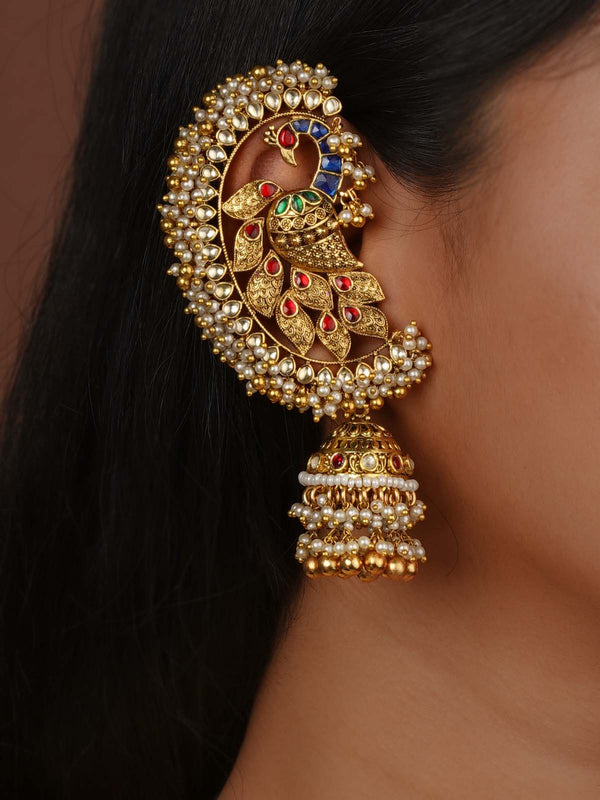 Gold Plated Jadau Kundan Earrings - ME1414