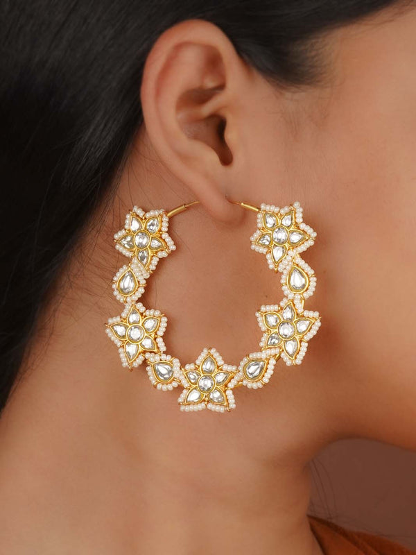 Gold Plated Jadau Kundan Earrings - ME1421