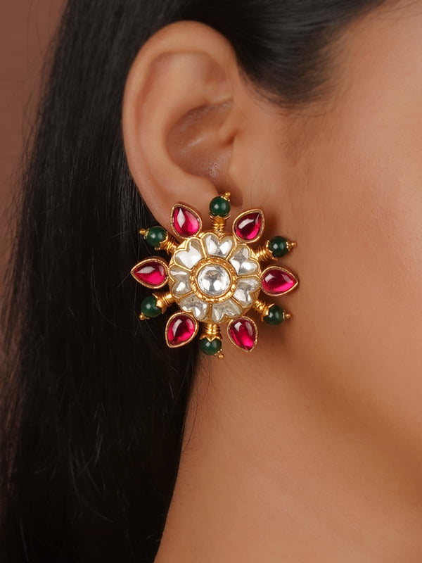 Gold Plated Jadau Kundan Earrings - ME1422
