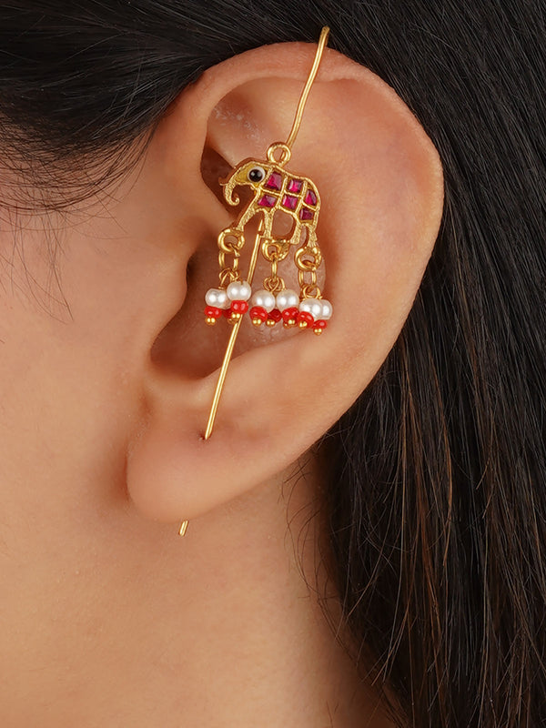Gold Plated Jadau Kudan Earrings - ME1442