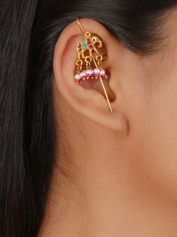 Gold Plated Jadau Kudan Earrings - ME1442