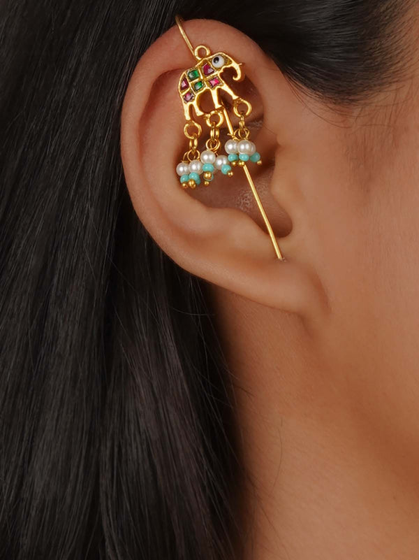 Gold Plated Jadau Kudan Earrings - ME1442