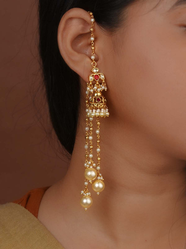 Gold Plated Jadau Kundan Earrings - ME1455