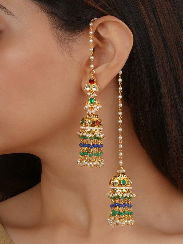 Gold Plated Jadau Kundan Earrings - ME1461