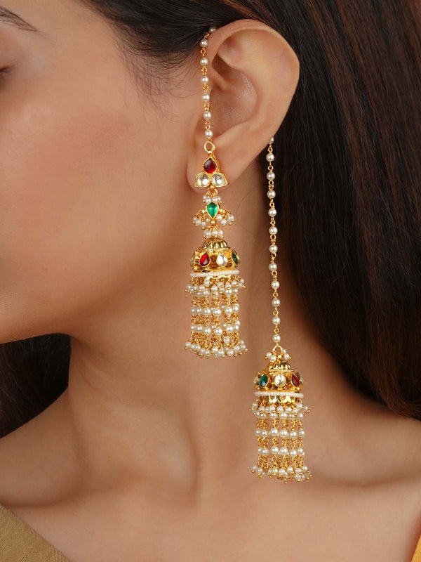 Gold Plated Jadau Kundan Earrings - ME1461