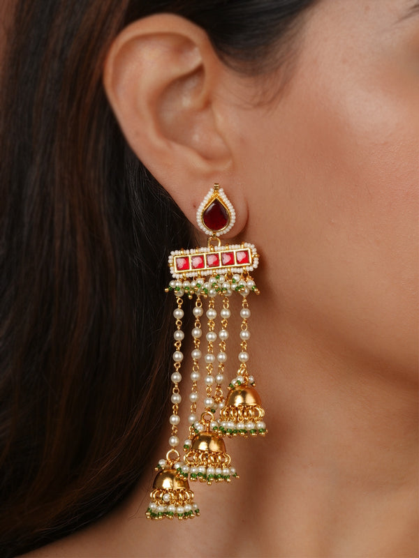 Gold Plated Jadau Kundan Earrings - ME1472