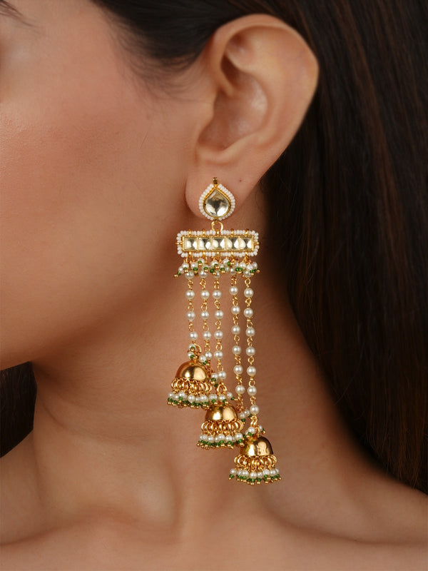 Gold Plated Jadau Kundan Earrings - ME1472