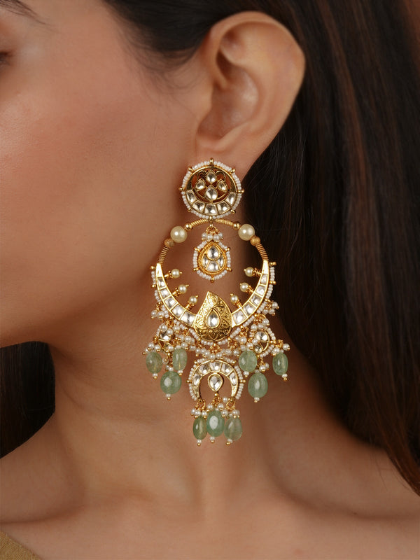 Gold Plated Jadau Kundan Earrings - ME1473