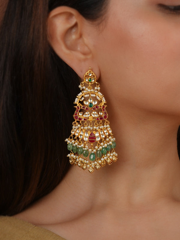 Gold Plated Jadau Kundan Earrings - ME1479