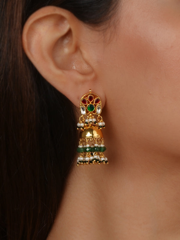 Gold Plated Jadau Kundan Earrings - ME1483