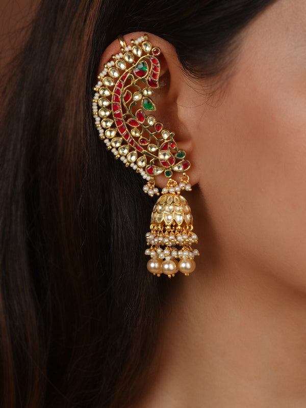 Gold Plated Jadau Kundan Earrings - ME1487
