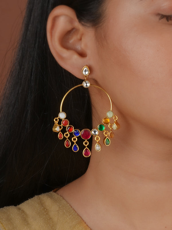 Gold Plated Jadau Kundan Earrings - ME1489