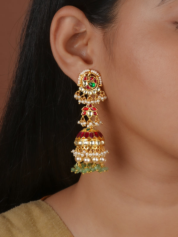 Gold Plated Jadau Kundan Earrings - ME1512