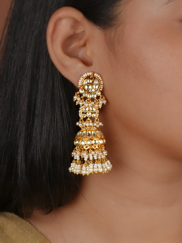 Gold Plated Jadau Kundan Earrings - ME1512