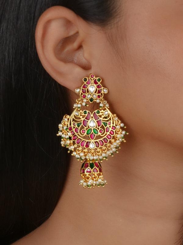 Gold Plated Jadau Kundan Earrings - ME1516