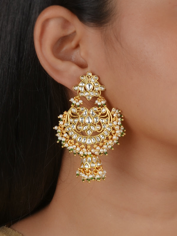 Gold Plated Jadau Kundan Earrings - ME1516